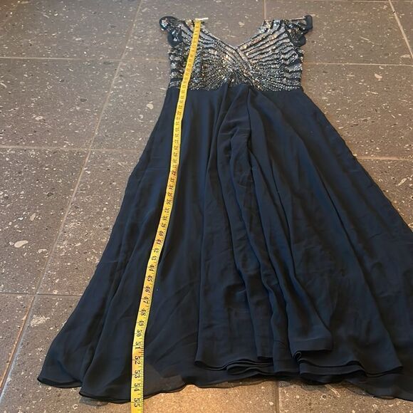 NWT J Kara Women's Plus Size Beaded Maxi Navy Mercury Dress Sz- 16P - Picture 13 of 15